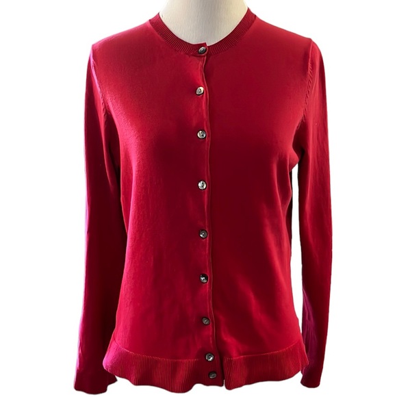 CHARTER CLUB SILK BLEND KNIT CARDIGAN RED SIZE SMALL - Picture 1 of 12